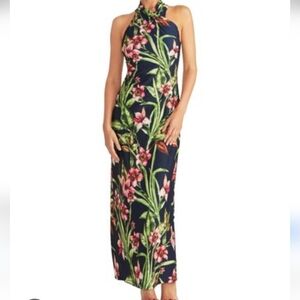 RACHEL Rachel Roy Floral Halter Maxi Dress - Navy and Pink